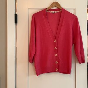 Boden pink cotton cardigan 3/4 sleeve